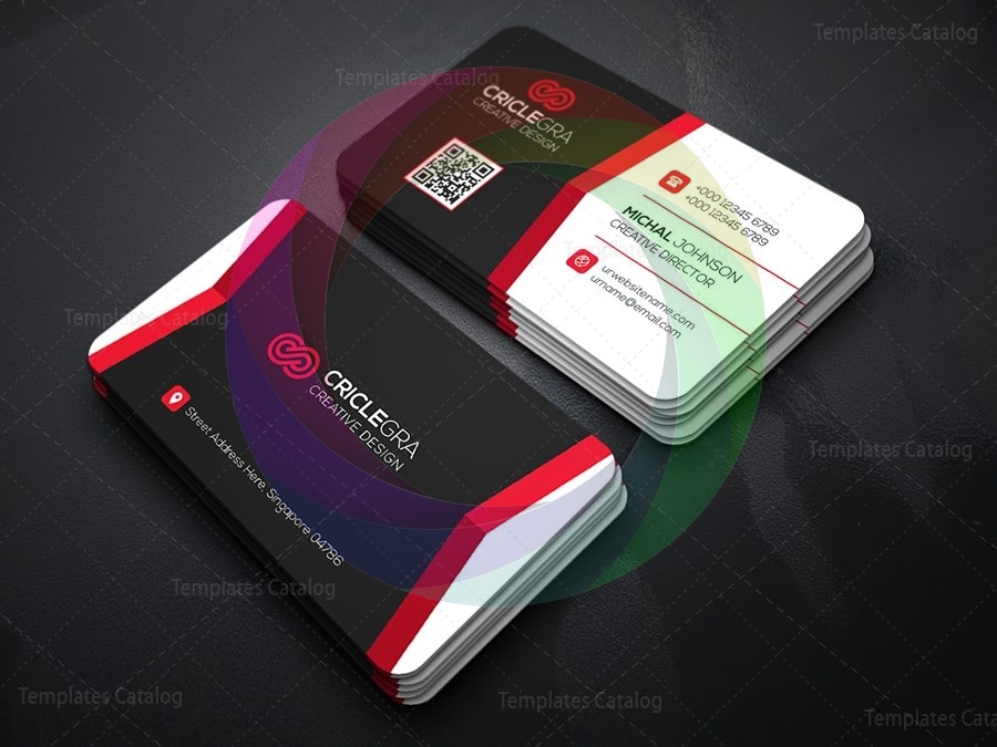 Circle Vertical Business Card Design Template - Graphic Templates