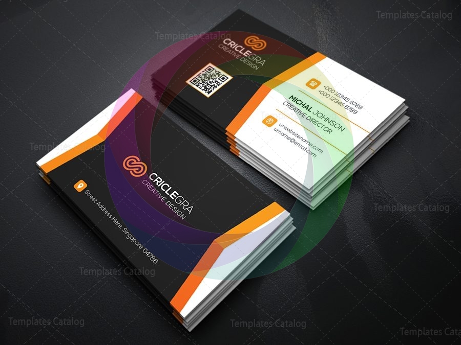 Circle Vertical Business Card Design Template - Graphic Templates