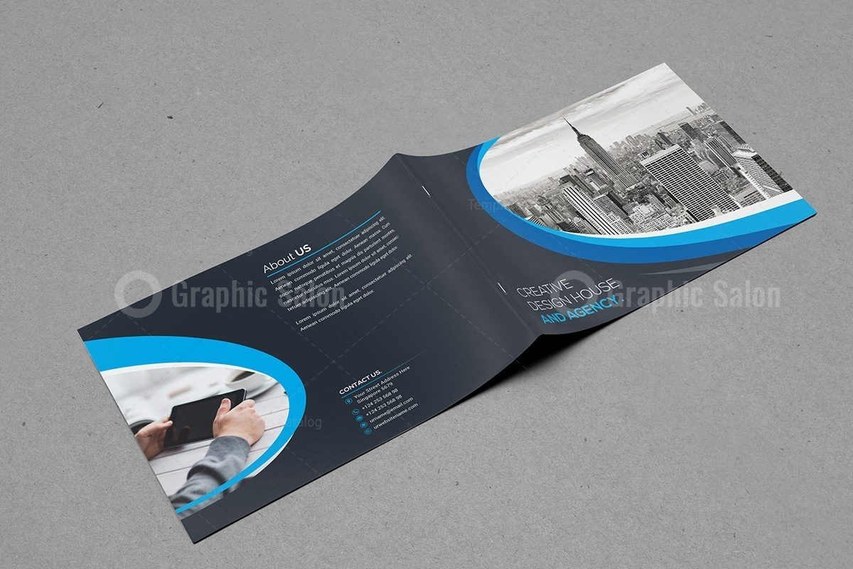 Classy Landscape Bi-Fold Brochure Template - Graphic Templates