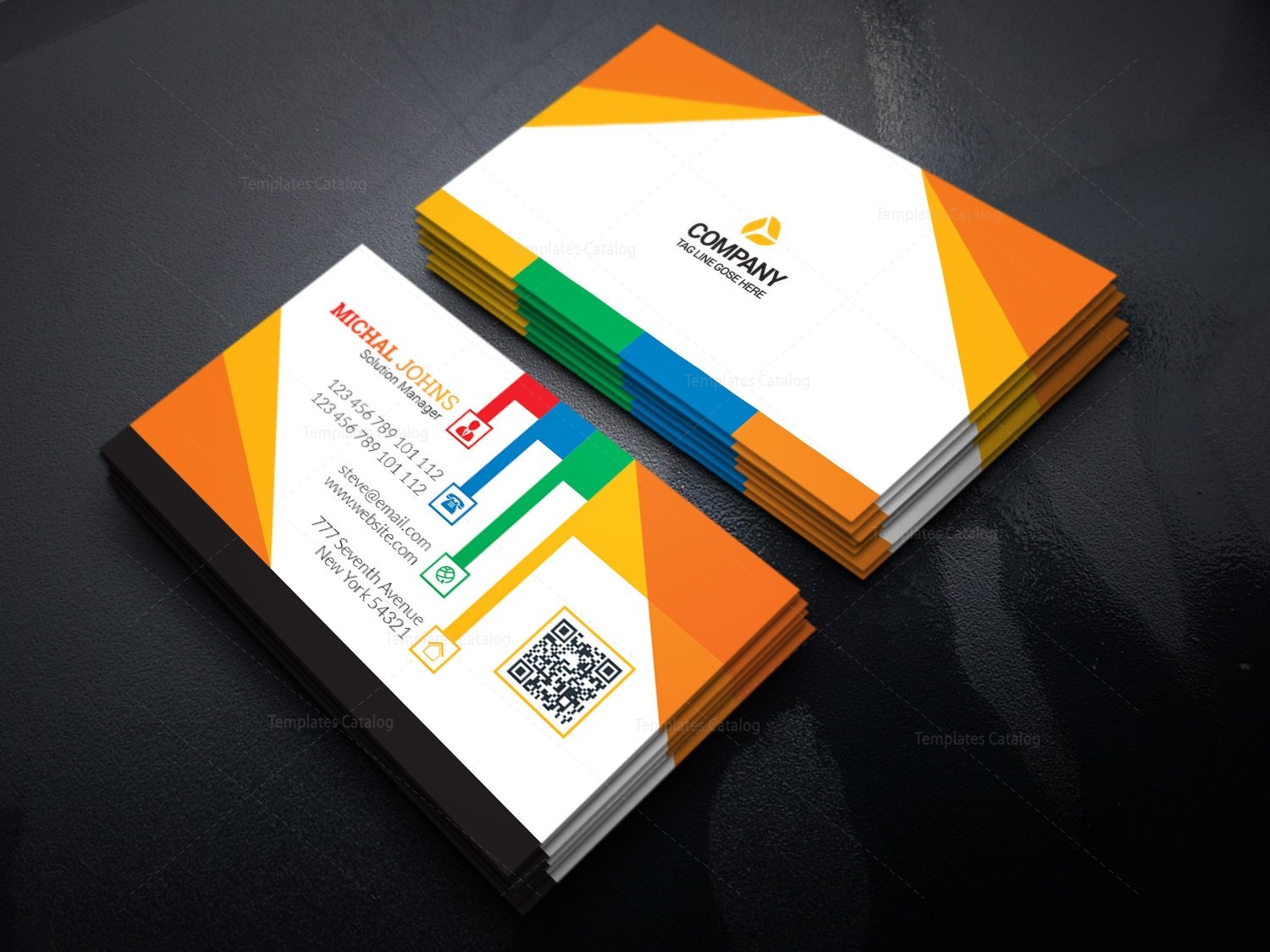 Colorful Stylish Business Card Design Template - Graphic Templates