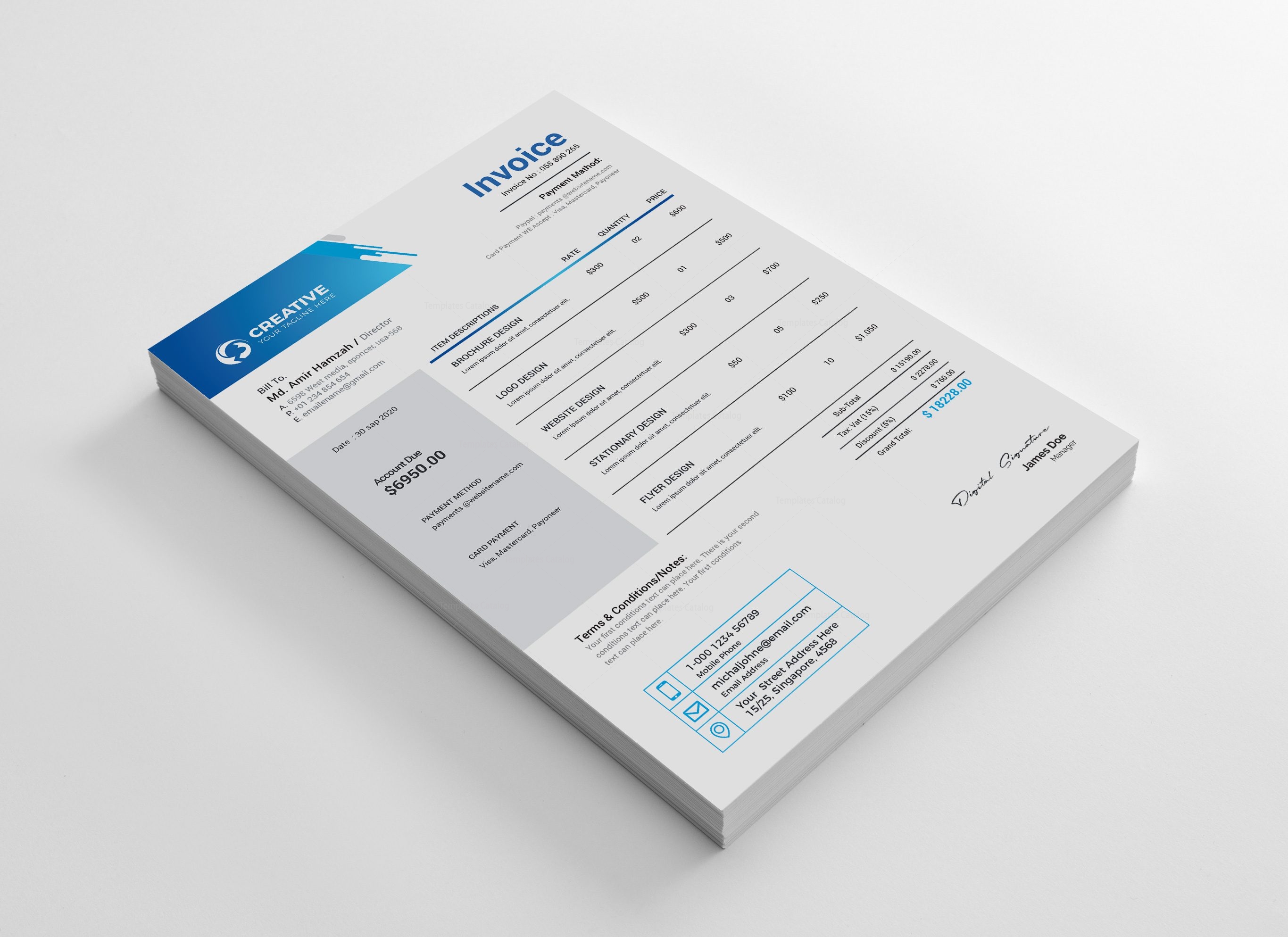 Creative Professional Invoice Design Template - Graphic Templates