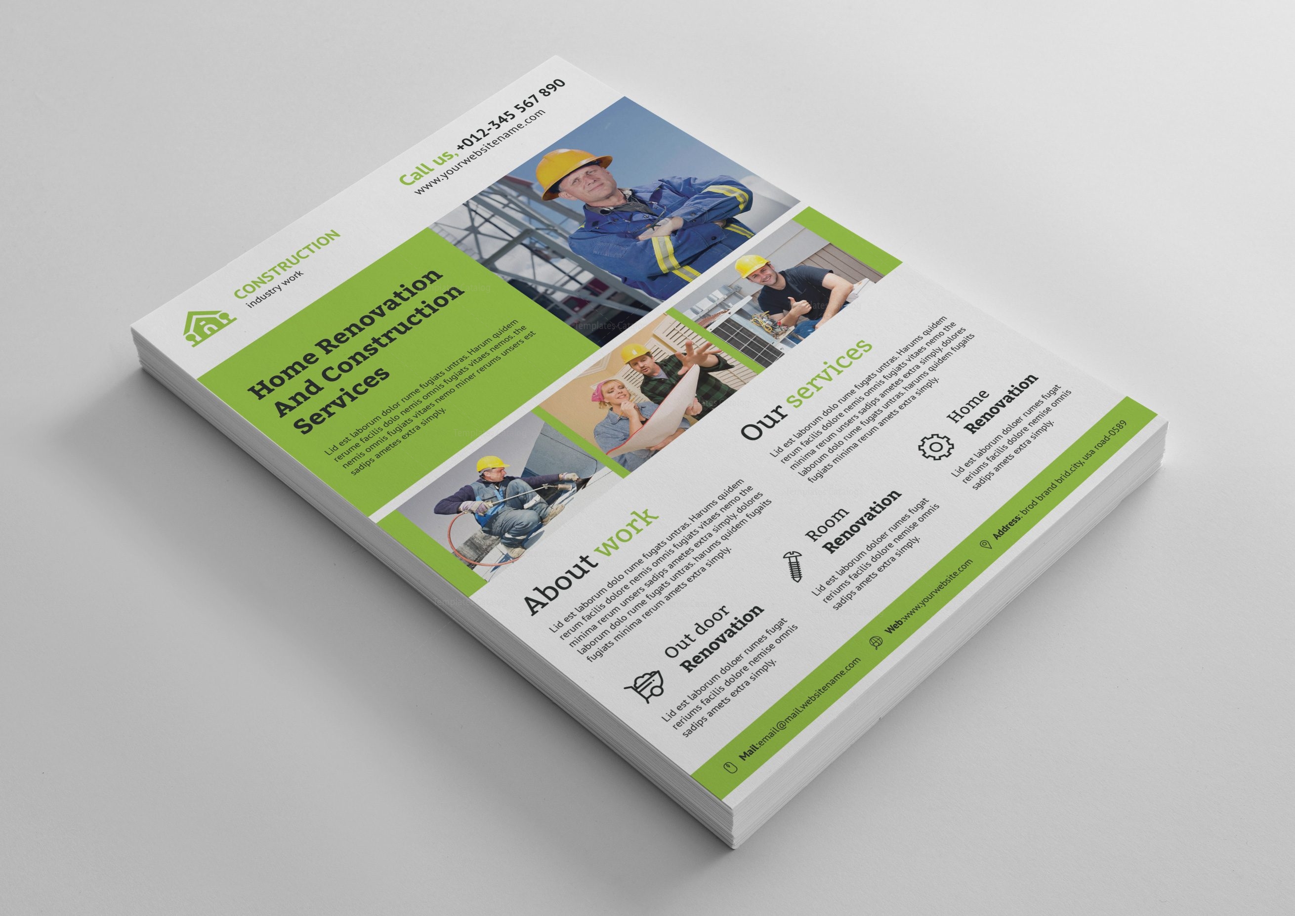 Renovation Construction Flyer Design Template - Graphic Templates