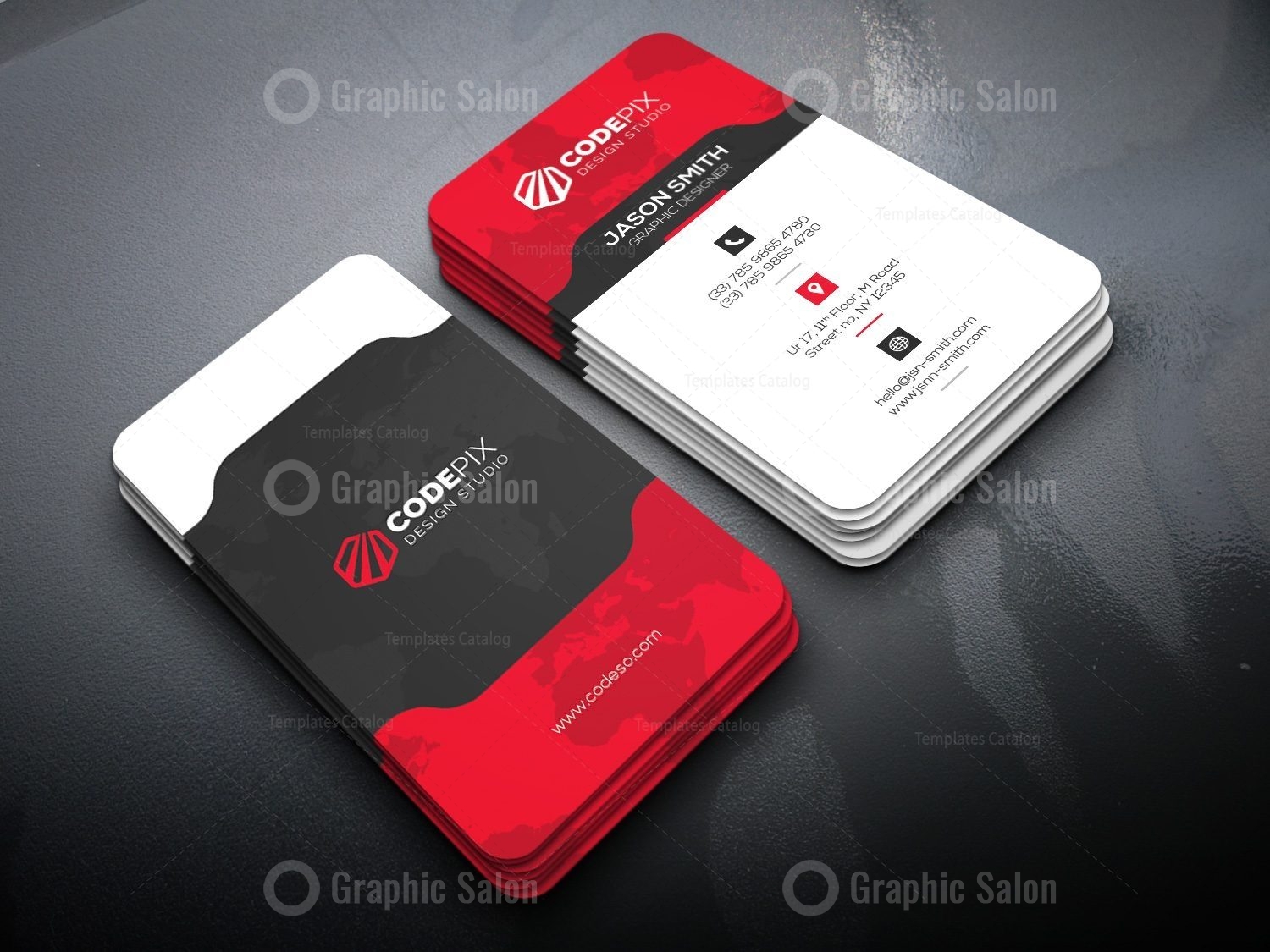 Vertical Business Card with Stylish Design - Graphic Templates