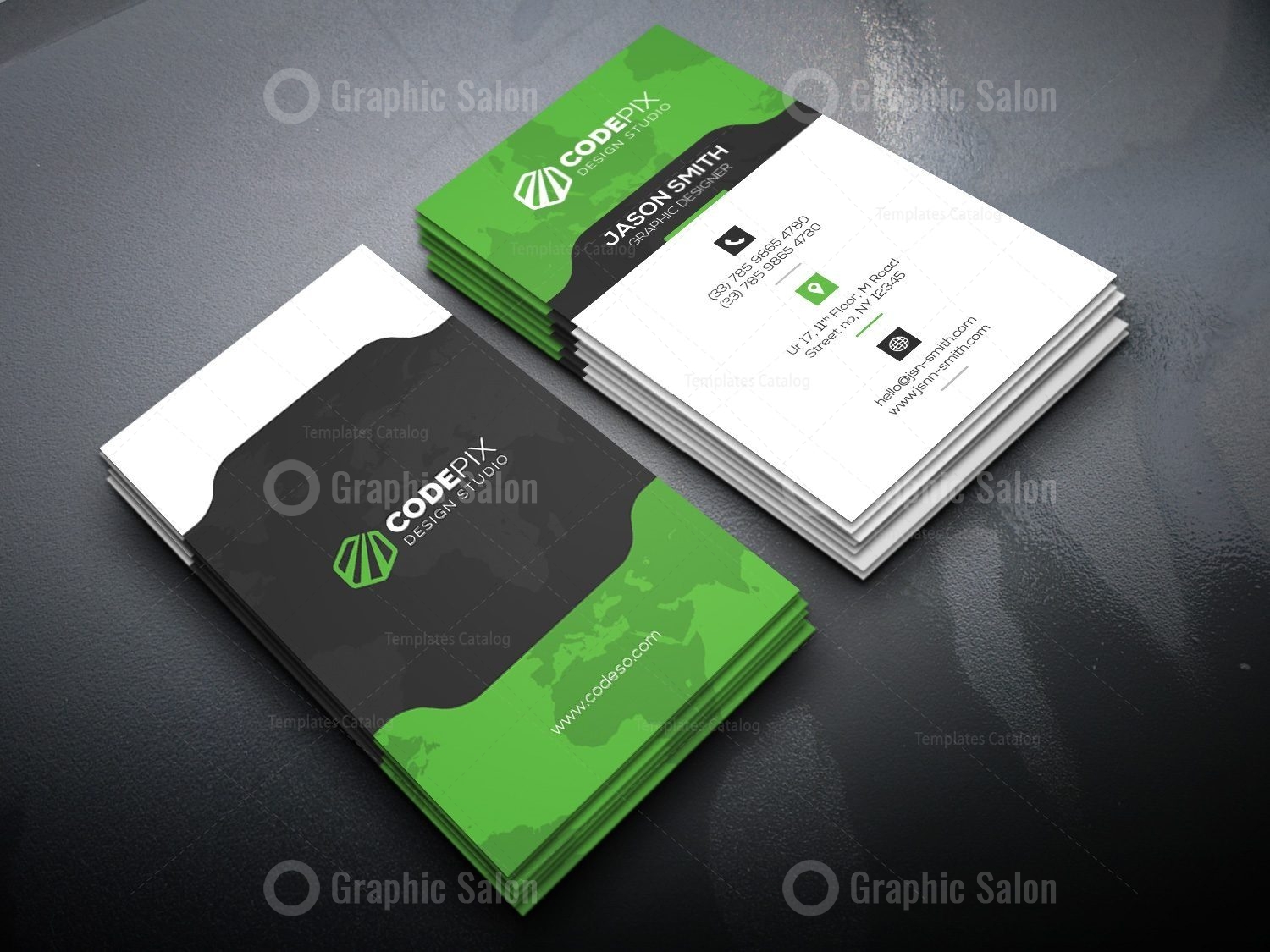 Vertical Business Card with Stylish Design - Graphic Templates