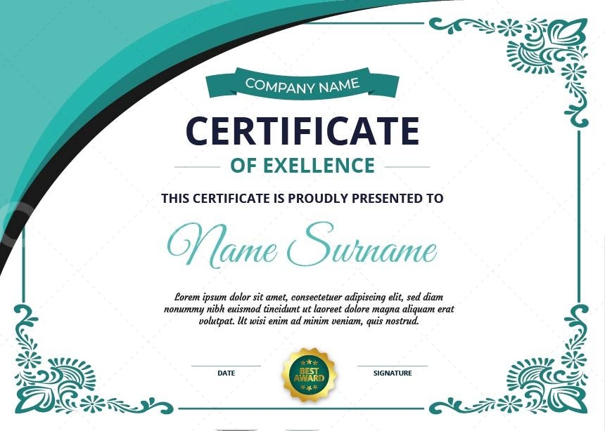 Certificate Of Excellence Template - Graphic Templates